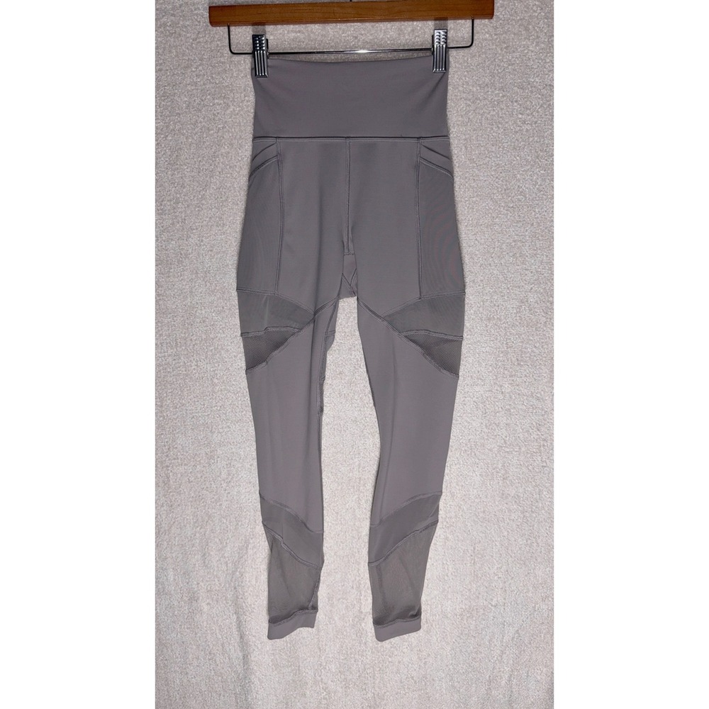 Lululemon Women's Size 2 Gray High Rise Mesh Panel Pocket Leggings 24"